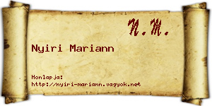 Nyiri Mariann névjegykártya